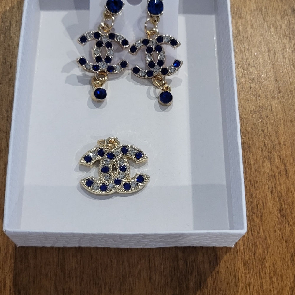 Elegant Gold and Blue Designer Earrings